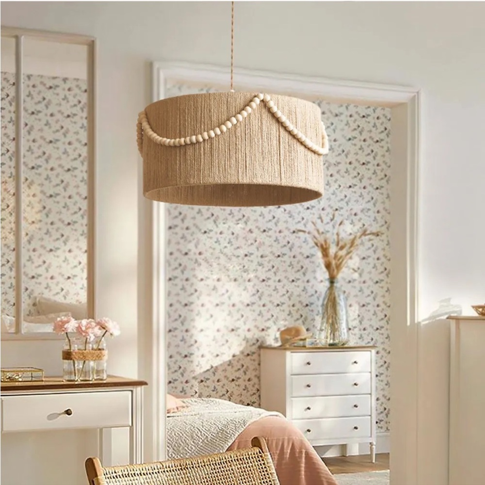 Hemp Rope Chandelier Bedroom Dining Ceiling Light Bohemian Boho